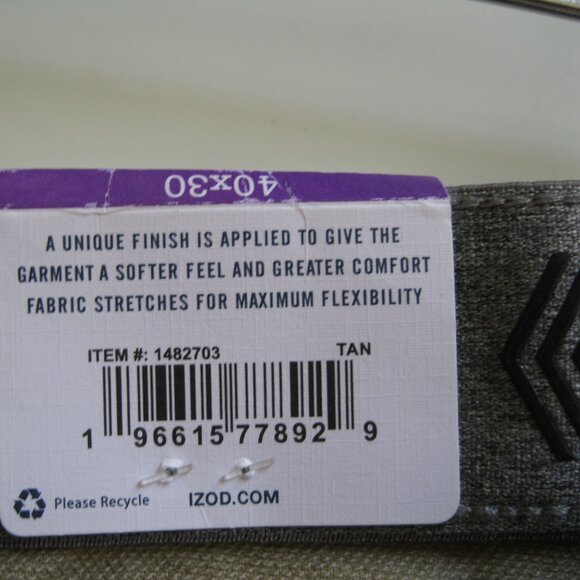 IZOD Jeans Men Ultraflex waistband Stretch Regular Fit Supersoft knit Denim Tan - Picture 10 of 15